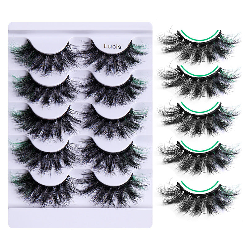 5 Pairs Of Colorful Fried False Eyelashes Multi Layer Thick Cross Mink Like Eyelashes