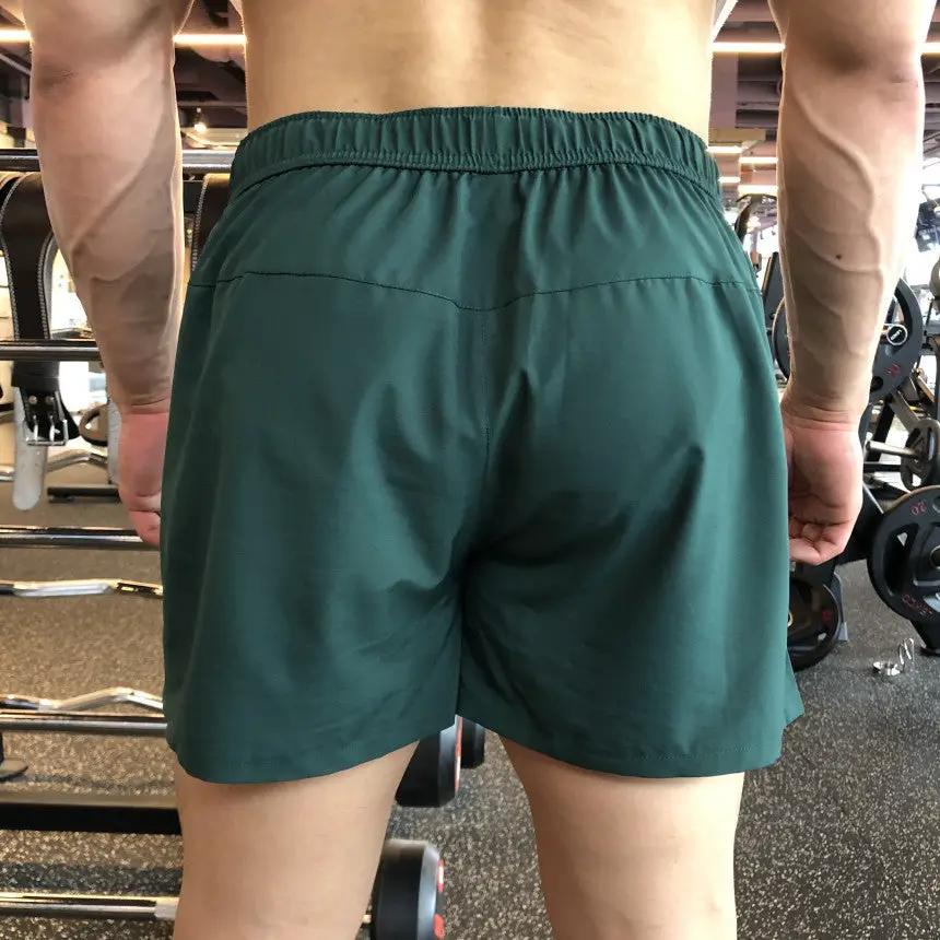 Summer Sports Men's Quick-Dry Three-Quarter Shorts, green, elastic waistband for gym training