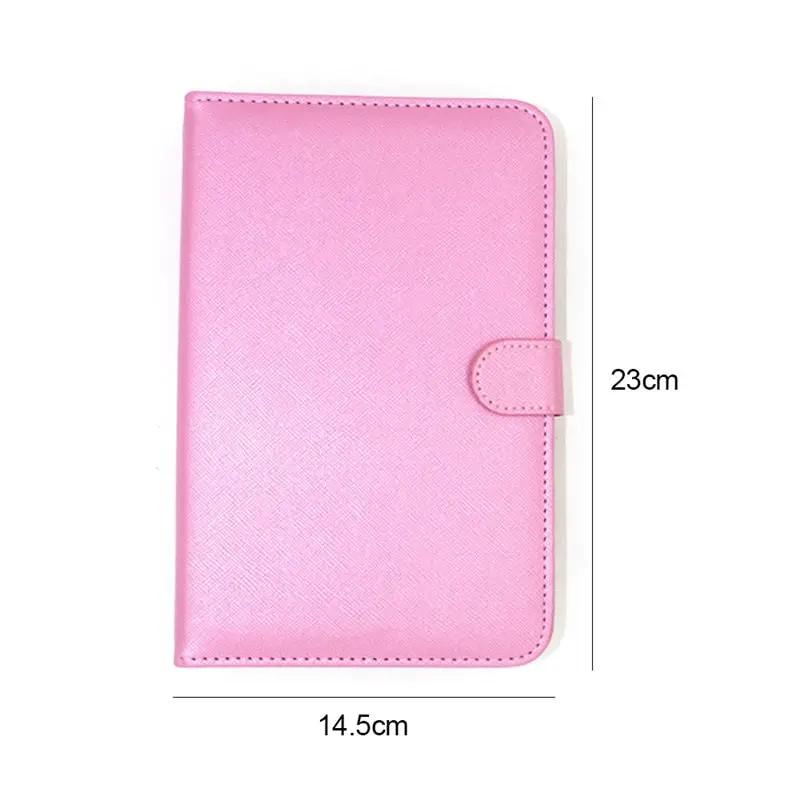 Portable pink PU leather wireless keyboard case by eprolo for iPhone/Android with Bluetooth keyboard