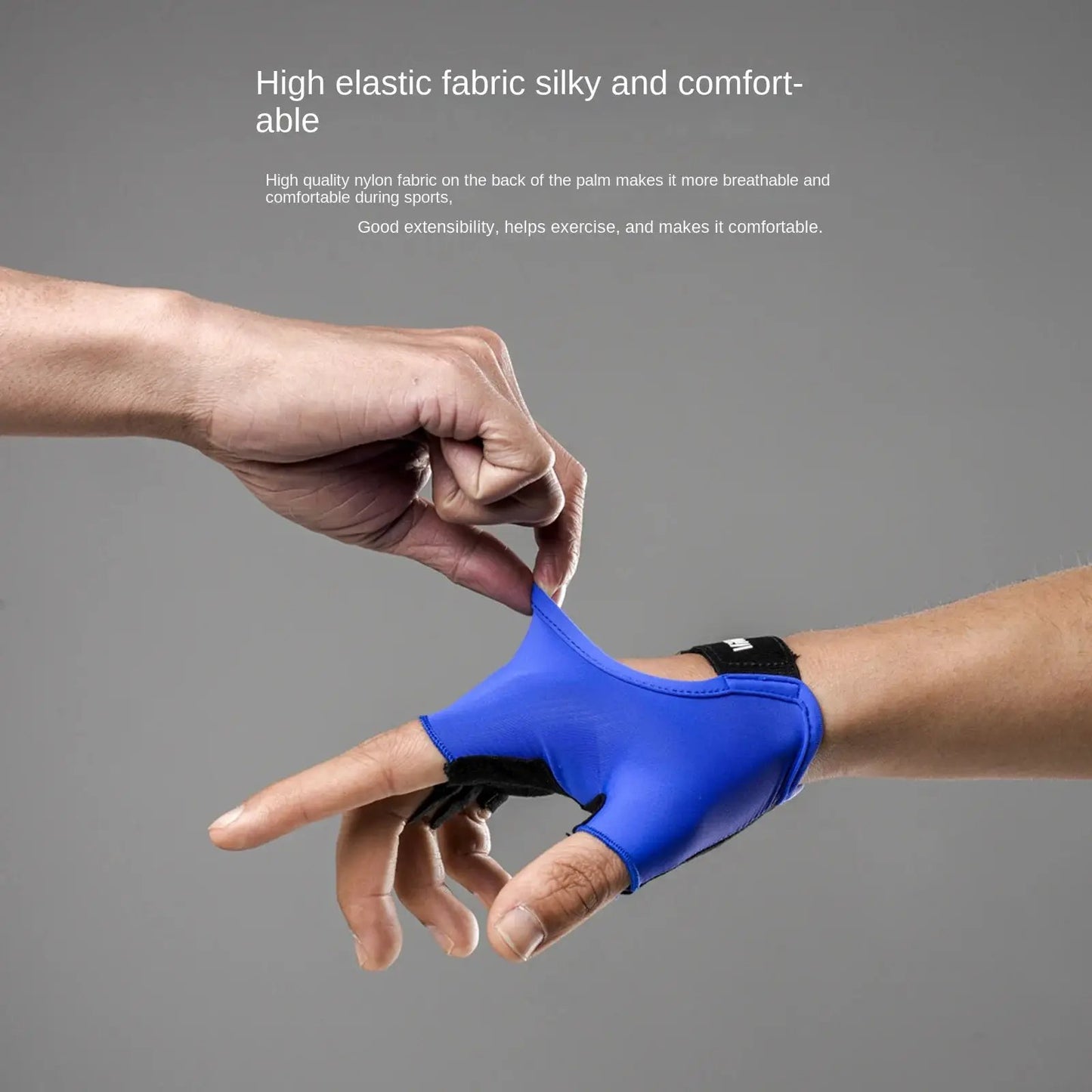 Blue half-finger fitness yoga gloves with anti-slip grip and wear-resistant design