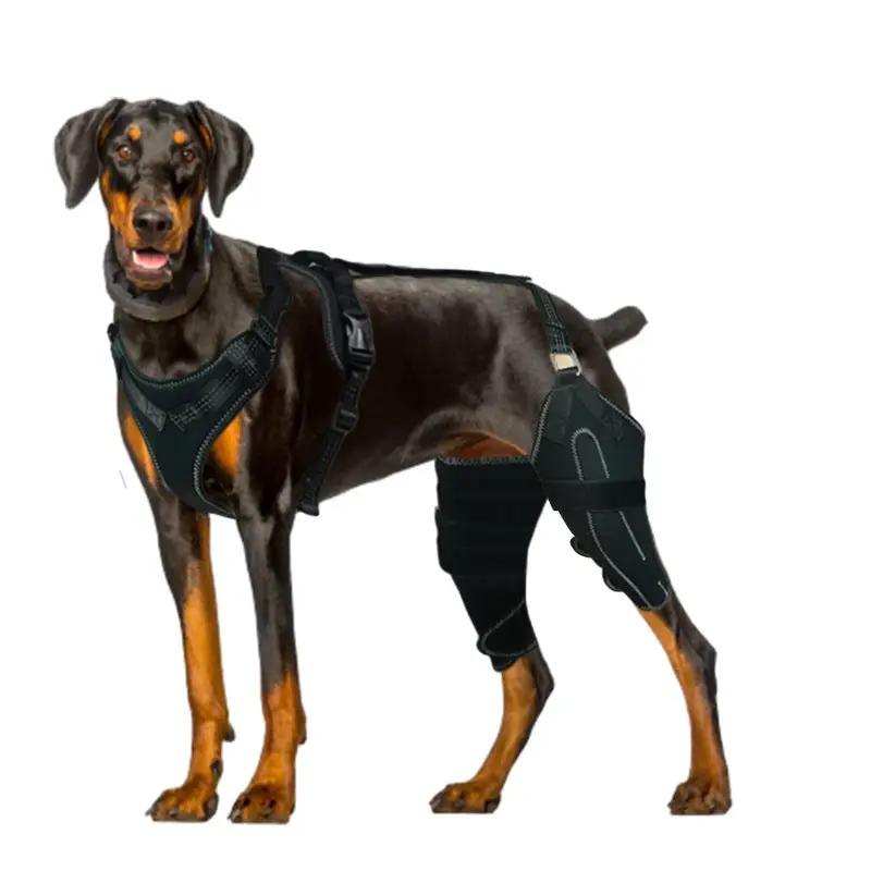 Dog hind-leg protective gear by eprolo with double thigh guards, black padded leg wraps