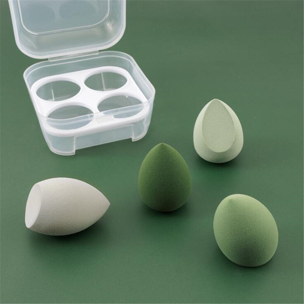 4pcs Makeup Blender Cosmetic Puff Makeup Sponge with Storage Box Foundation Powder Sponge Beauty Tools