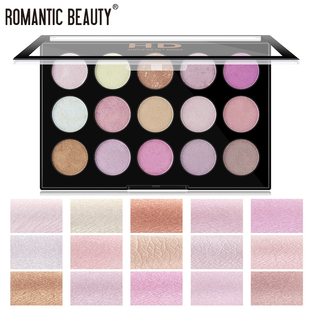 Romantic Beauty 15 Color Multi-Color Highlighter Pearl Eyeshadow Color Makeup Face Nose And Neck Finishing