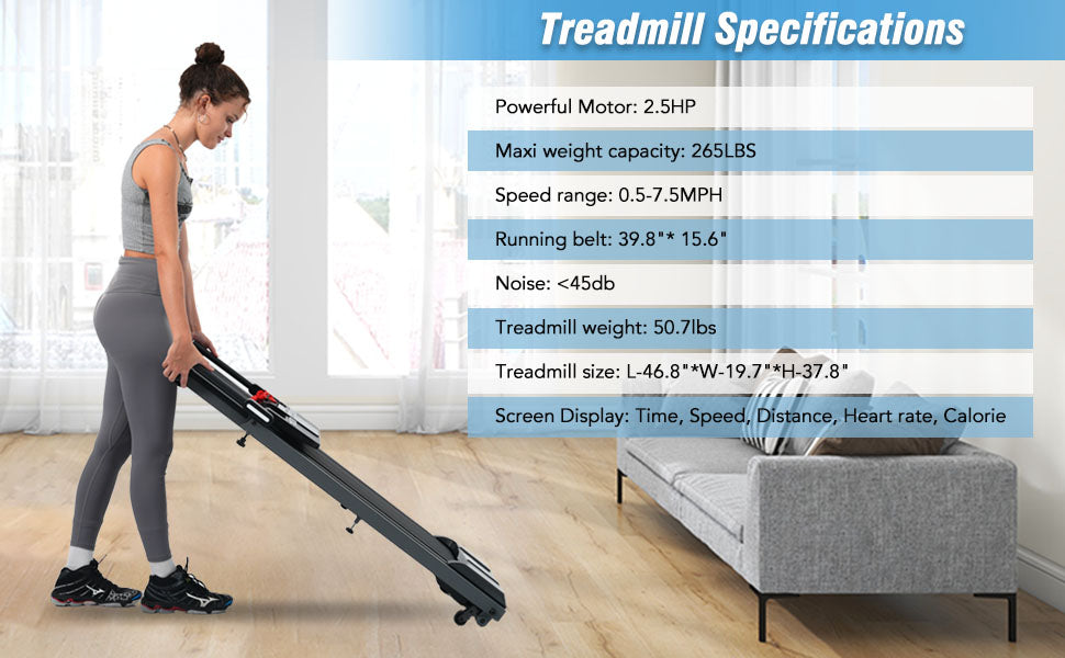 NEW Folding Treadmills Walking Pad Treadmill for Home Office -2.5HP Walking Treadmill with Incline Bluetooth Speaker!