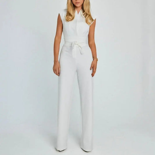 Summer Jumpsuit High Waist Belt