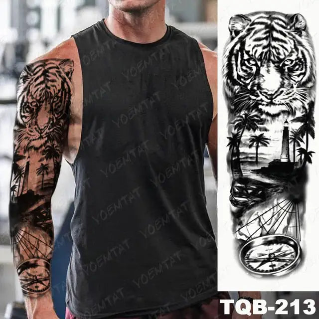 Lions in Gray and Shaded Black Tattoos