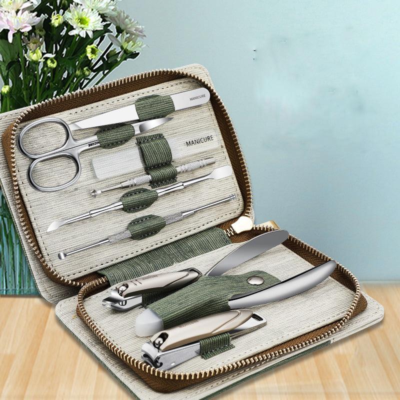 9 Pieces Nail Clippers Set Anti-Splash Large Nail Clippers Nail Groove Olecranon Nail File Eyebrow Trimmer Manicure Manicure Full Set