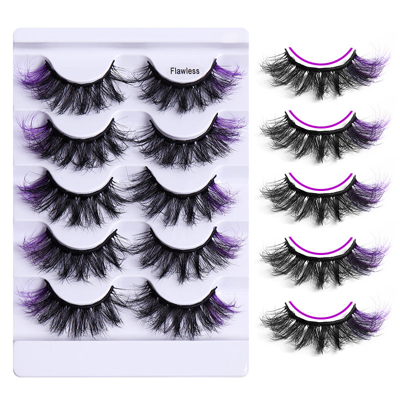 5 Pairs Of Colorful Fried False Eyelashes Multi Layer Thick Cross Mink Like Eyelashes