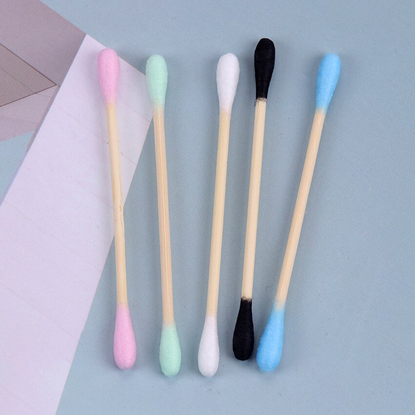 200PCS/Box Double Head Cotton Swab Bamboo Sticks Cotton Swab Disposable Buds Cotton For Beauty Makeup Nose Ears Cleaning