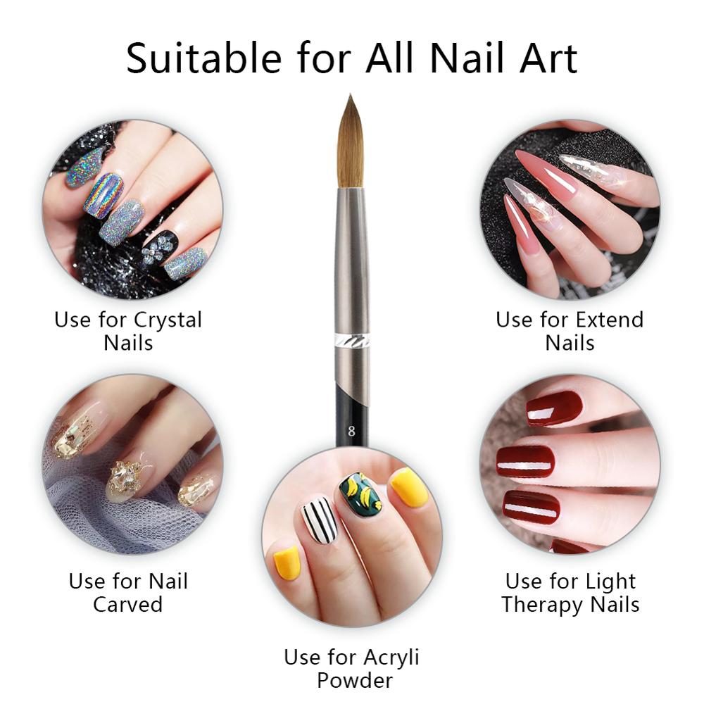 TIANMI kolinsky D Nail Brush Crystal Pen Pure Kolinsky Hair Acrylic Round Nail Brush Size 4/6/8/10/12/14/28 Nail Tool