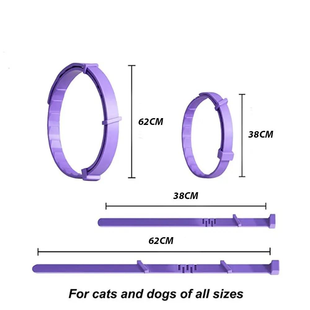 eprolo purple waterproof adjustable calming collar set for cats and dogs in 38cm and 62cm sizes