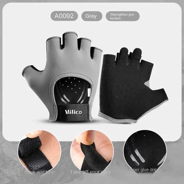 eprolo fitness yoga half-finger gloves, gray, anti-slip wear-resistant palms, pair