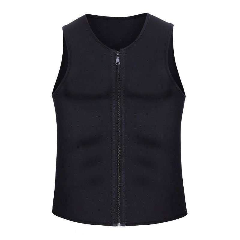 Men's sports shapewear, zipper vest, sweatshirt, chloroprene rubber sweatshirt, fitness corset.