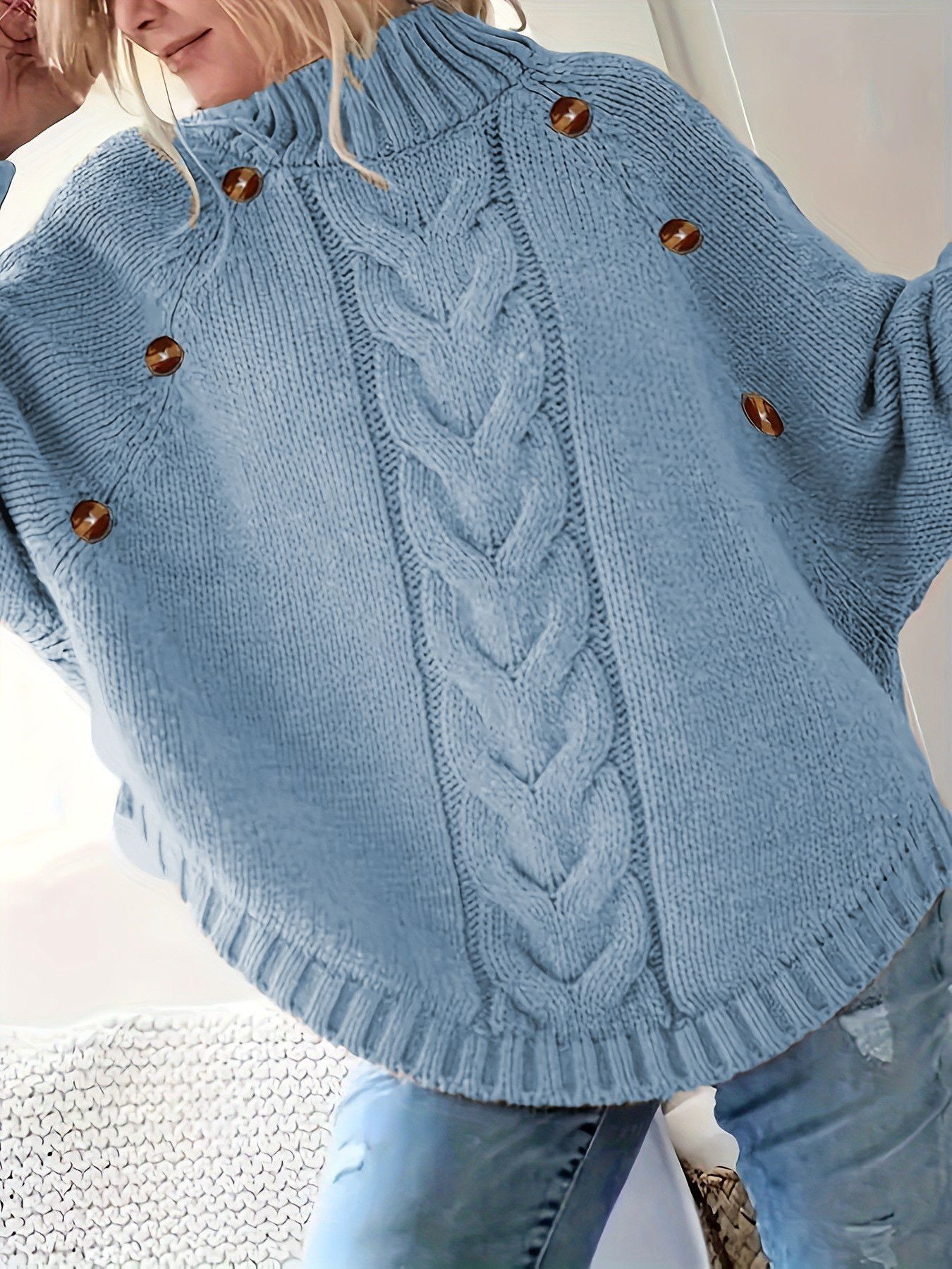 Chic Knit Sweater Women's Long Sleeve Crochet Pullover Batwing Sleeve Jumper  Style Autumn Winter Fashion Casual Wear