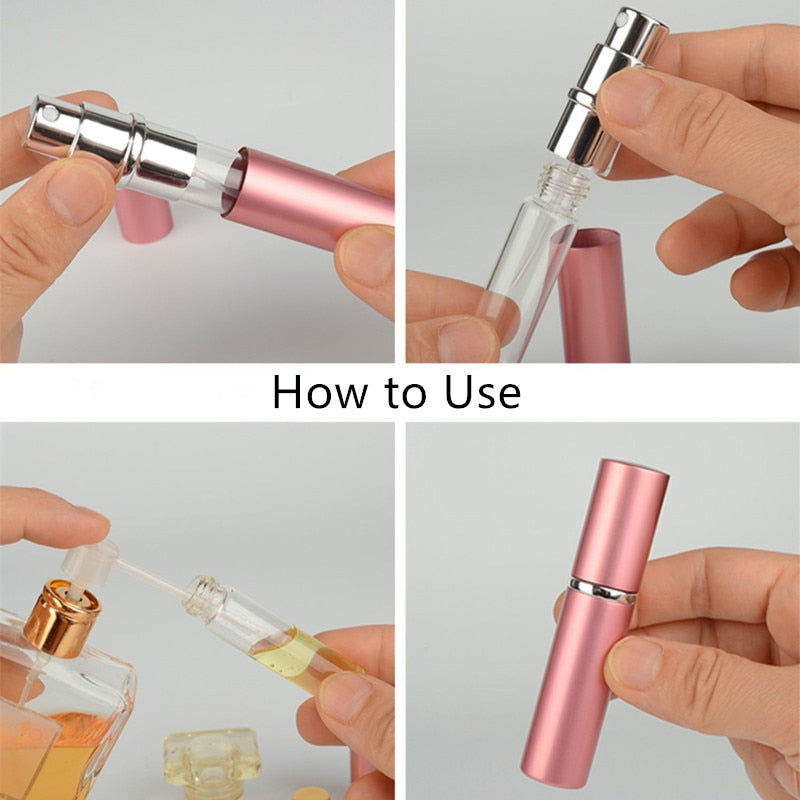 1PC 5ml Portable Mini Perfume Glass Bottle Travel Aluminum Spray Atomizer Empty Metal Parfume Atomiser Sprayer