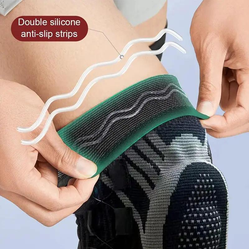 eprolo adjustable knee brace with spring support and double silicone anti-slip strips, green/black compression sleeve