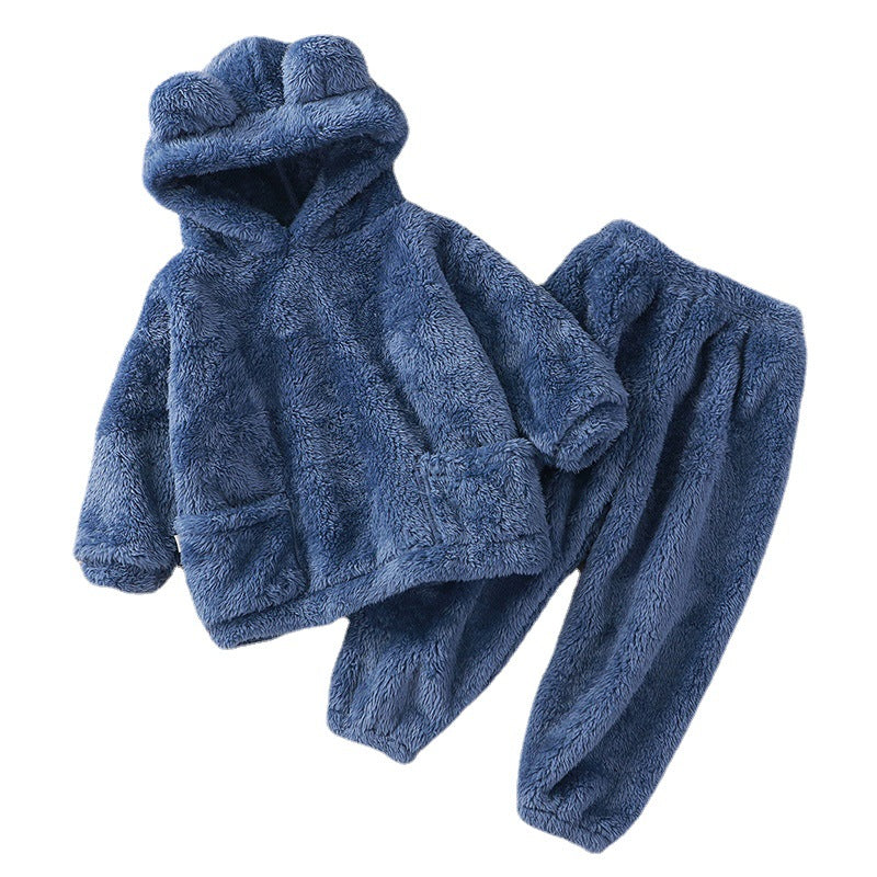 Children's Pajamas New Autumn Winter Bear Home Wear Set for Toddlers, Cute Outerwear Warm Clothing, High-End Kids Robe