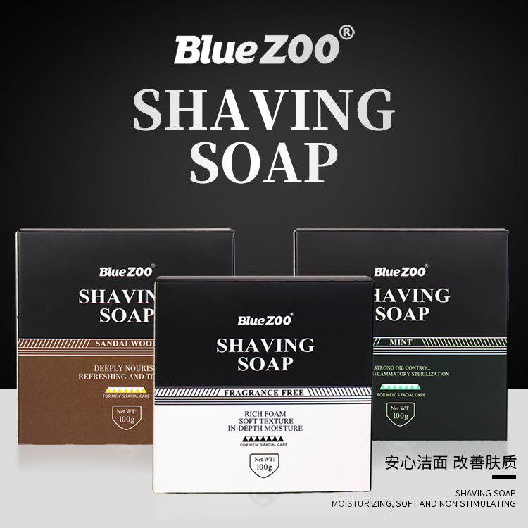 BlueZOO Men's Facial Shave Beard Shaving Foaming Soap Sandalwood Scented Mint