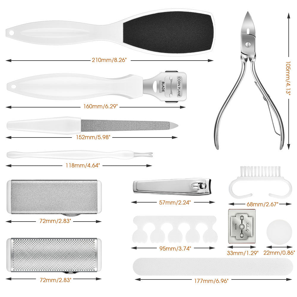 White Hand Grinding Foot 22-Piece Set Foot Exfoliation Calluses Scrub Scraping Foot Tool Nail Scissors