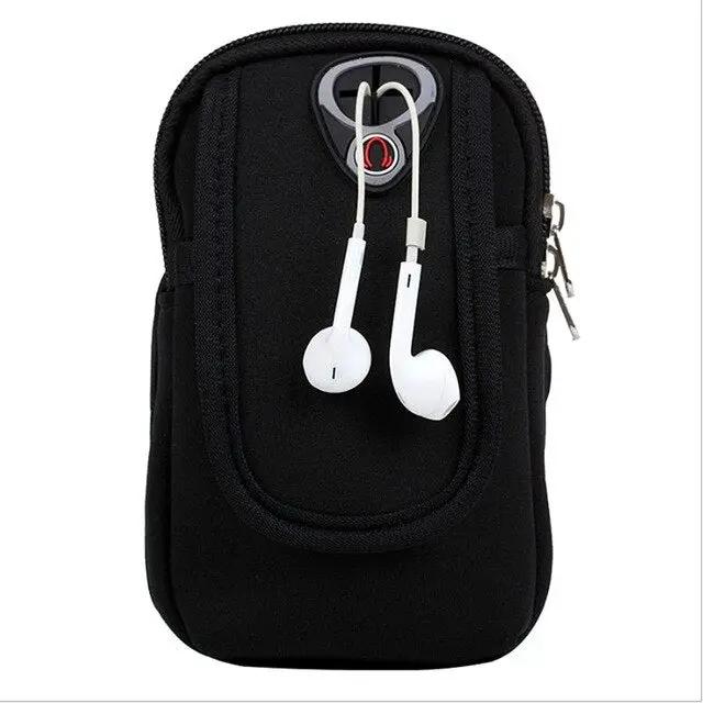eprolo Sport Arm Running Bag, black waterproof nylon arm bag with phone holder