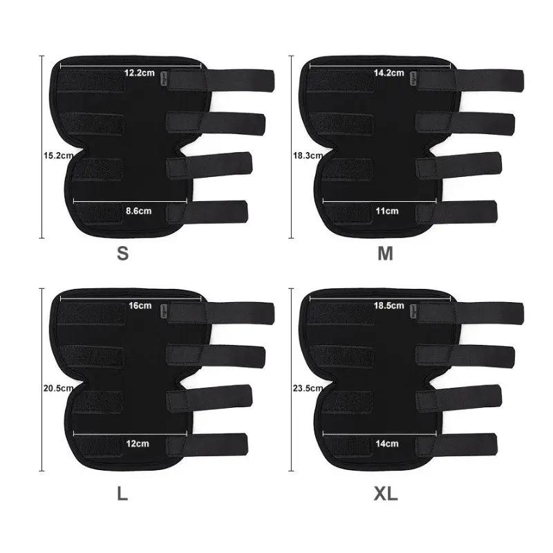 Dog Hock Brace by eprolo with four adjustable Velcro straps in black; sizes S, M, L, XL shown.