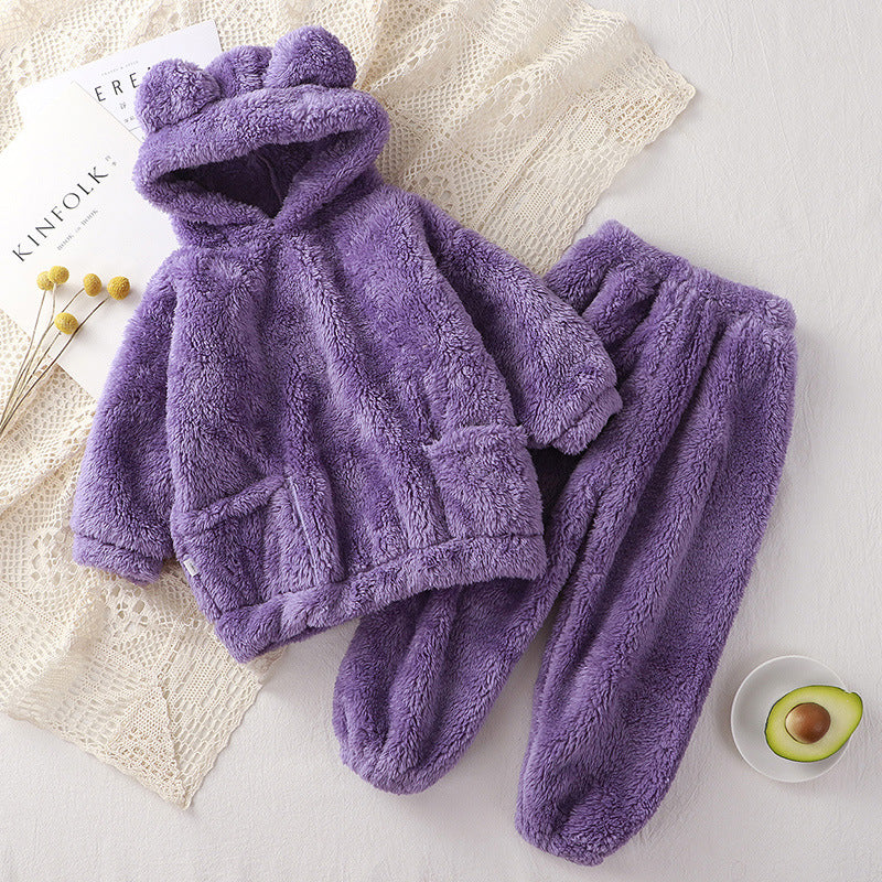 Children's Pajamas New Autumn Winter Bear Home Wear Set for Toddlers, Cute Outerwear Warm Clothing, High-End Kids Robe
