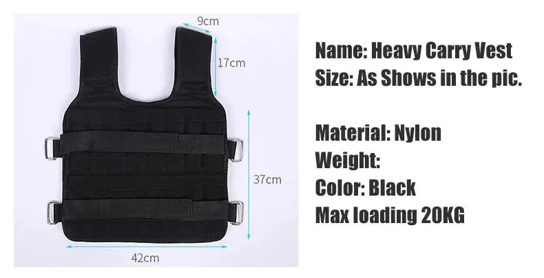 30KG loading weight vest for boxing by eprolo, black nylon vest with adjustable straps and weight pockets