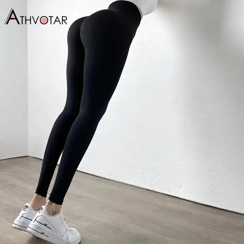 Solid High Wait Warm Leggings Women Breasted Sports Gym Girl Leggins Mujer Jogging Workout Casual Push Up Legging Fitness by eprolo