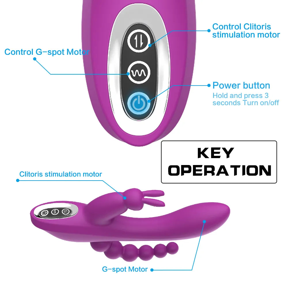 12 Speeds Waterproof Rechargeable Rabbit Vibrator G-spot and P-spot Anal Clit Stimulator Dildo Adult Sex Toys for Women