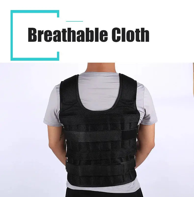 eprolo 30kg loading weight vest for boxing, adjustable black mesh fitness vest