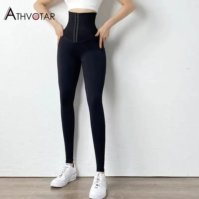 Solid High Wait Warm Leggings Women Breasted Sports Gym Girl Leggins Mujer Jogging Workout Casual Push Up Legging Fitness by eprolo