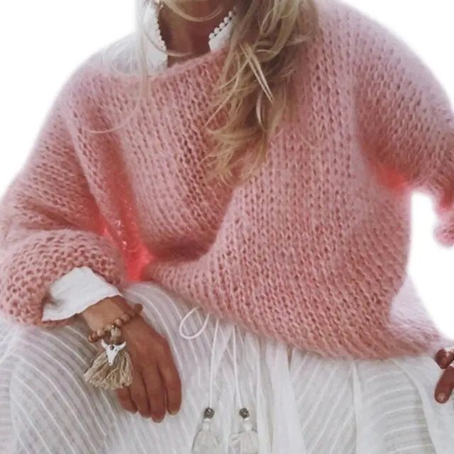 Women's Chunky Knitted Fluffy Pullover Tops