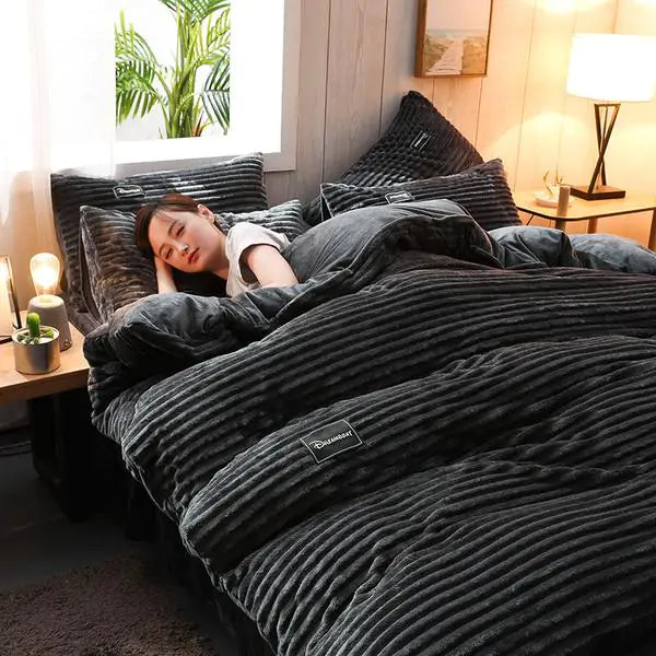 Corduroy Velvet Duvet Bedding Set