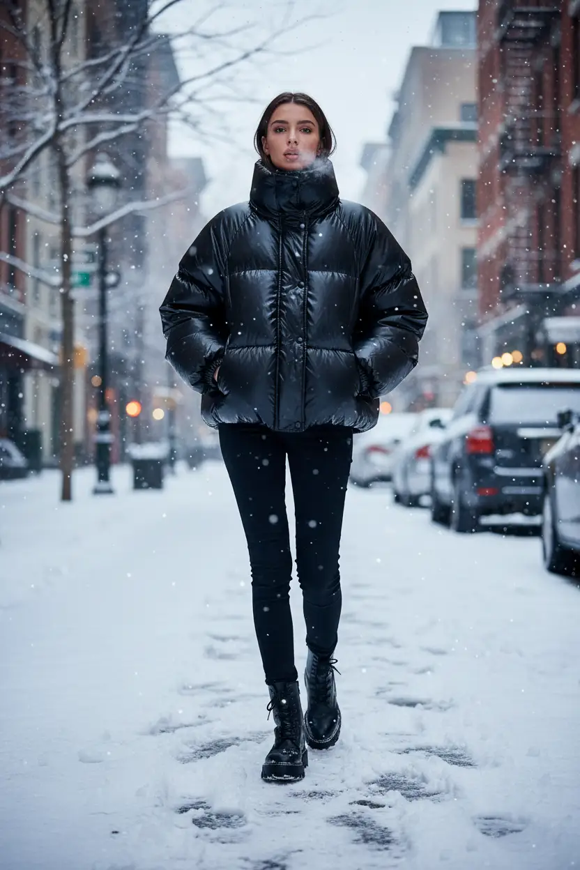 Women's Oversized Puffer Jacket – Glossy Bubble Down Coat by Oz-Direct.com