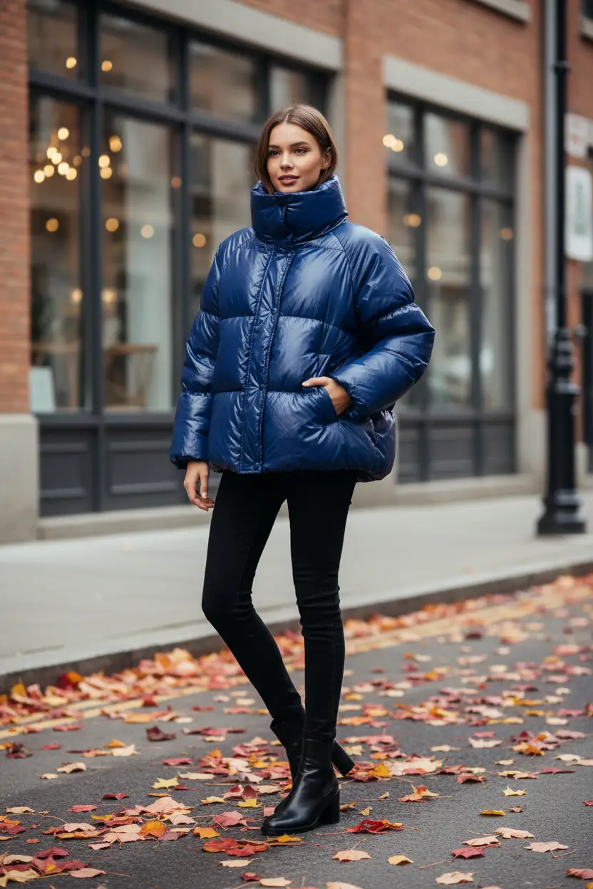 Women's Oversized Puffer Jacket – Glossy Bubble Down Coat by Oz-Direct.com