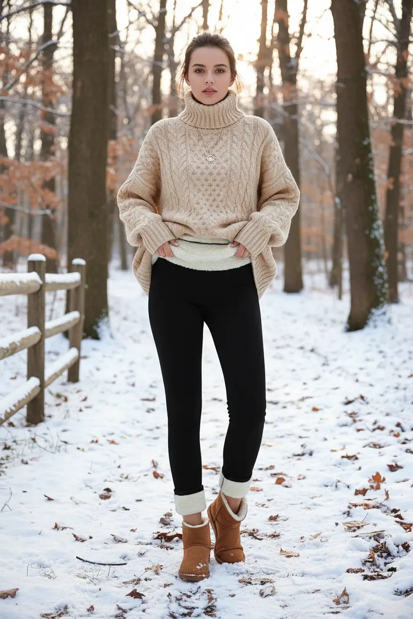 Women's Fleece Lined Thermal Tights – Velvet Finish by Oz-Direct.com