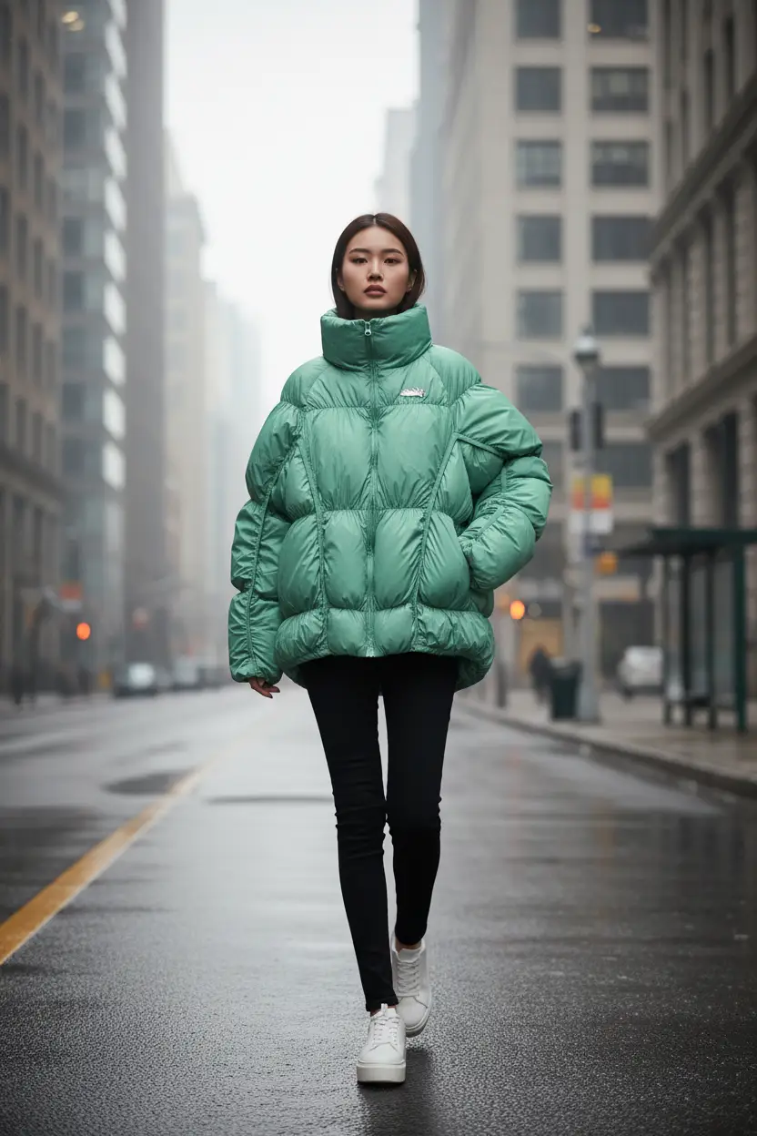 Women's Oversized Puffer Jacket – Glossy Bubble Down Coat by Oz-Direct.com