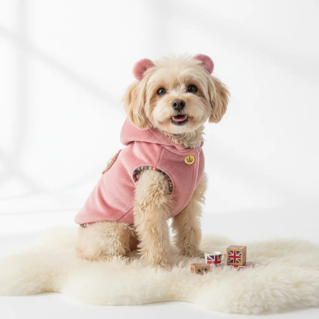 Velvet Teddy Bear Dog Vest, pink velvet plush coat for small dogs by Oz-Direct.com