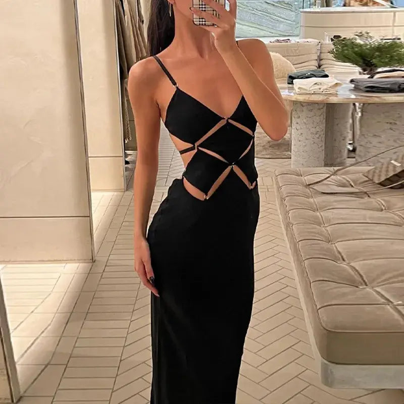 Sexy Sleeveless Backless Bodycon Maxi Evening Party Dress