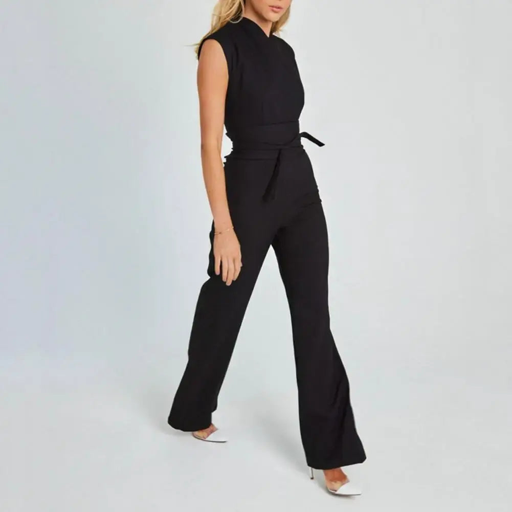 Summer Jumpsuit High Waist Belt