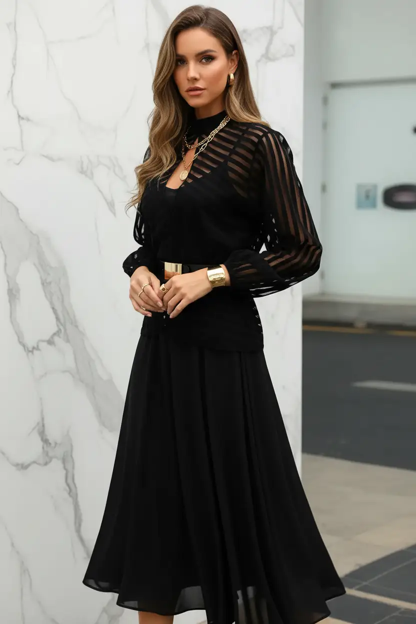 Women's Mesh Net Long Sleeve Blouse – Sheer Hollow-Out Top by Oz-Direct.com