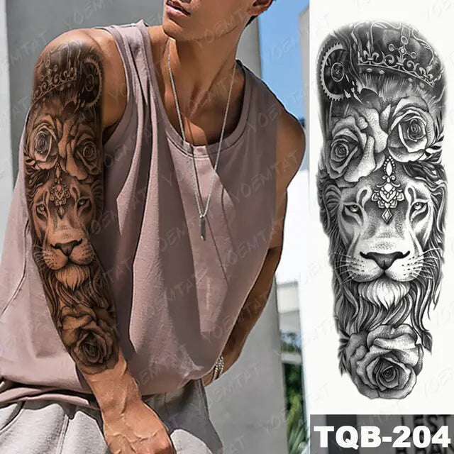 Lions in Gray and Shaded Black Tattoos