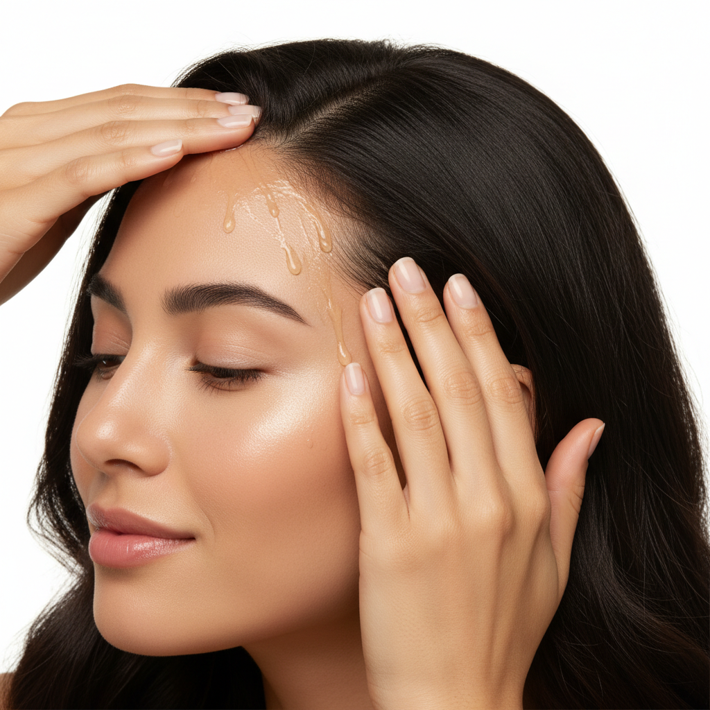 Hair Regrowth Microneedle Serum Kit by Oz-Direct.com, applying serum to the scalp