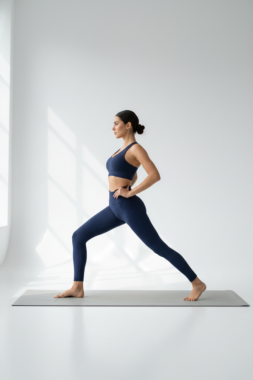 Oz-Direct.com Women's push-up high waist yoga leggings in navy, worn on a model in a studio.