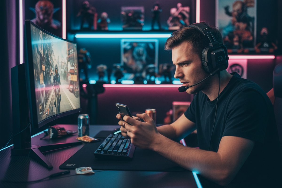 Tactical Mobile Phone Headset Oz-Direct.com, black over-ear gaming earpiece with mic