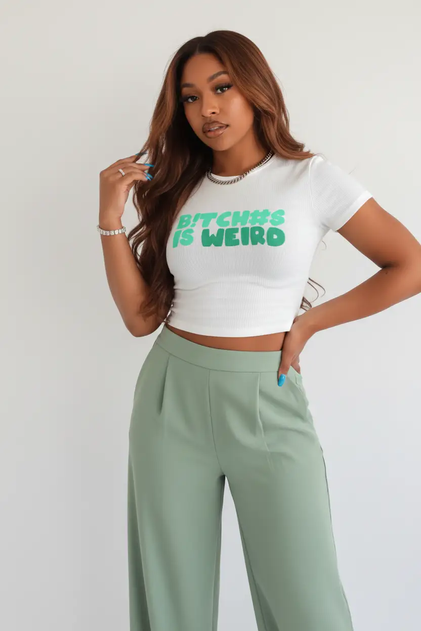 Women's Letter Print Graphic Crop Top by Oz-Direct.com