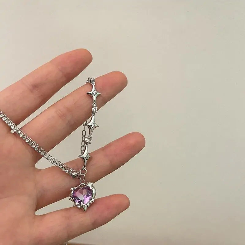 Crystal Heart Cross Star Necklace