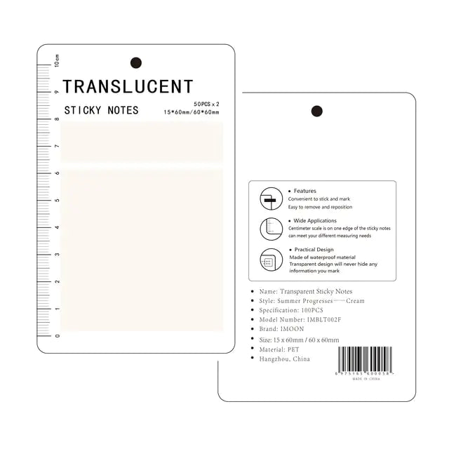 Transparent Waterproof Sticky Notepads