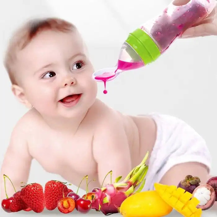 Silicone Feeding Bottle with Spoon