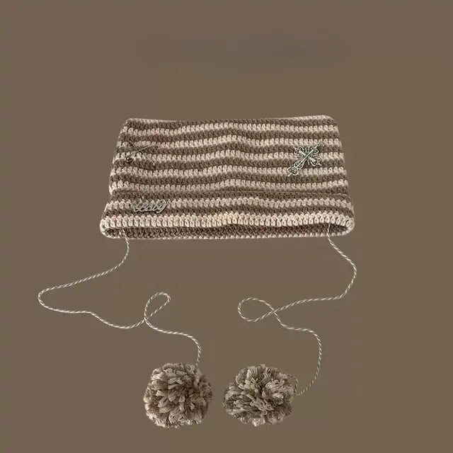 Striped Knitted Wool Winter Beanie